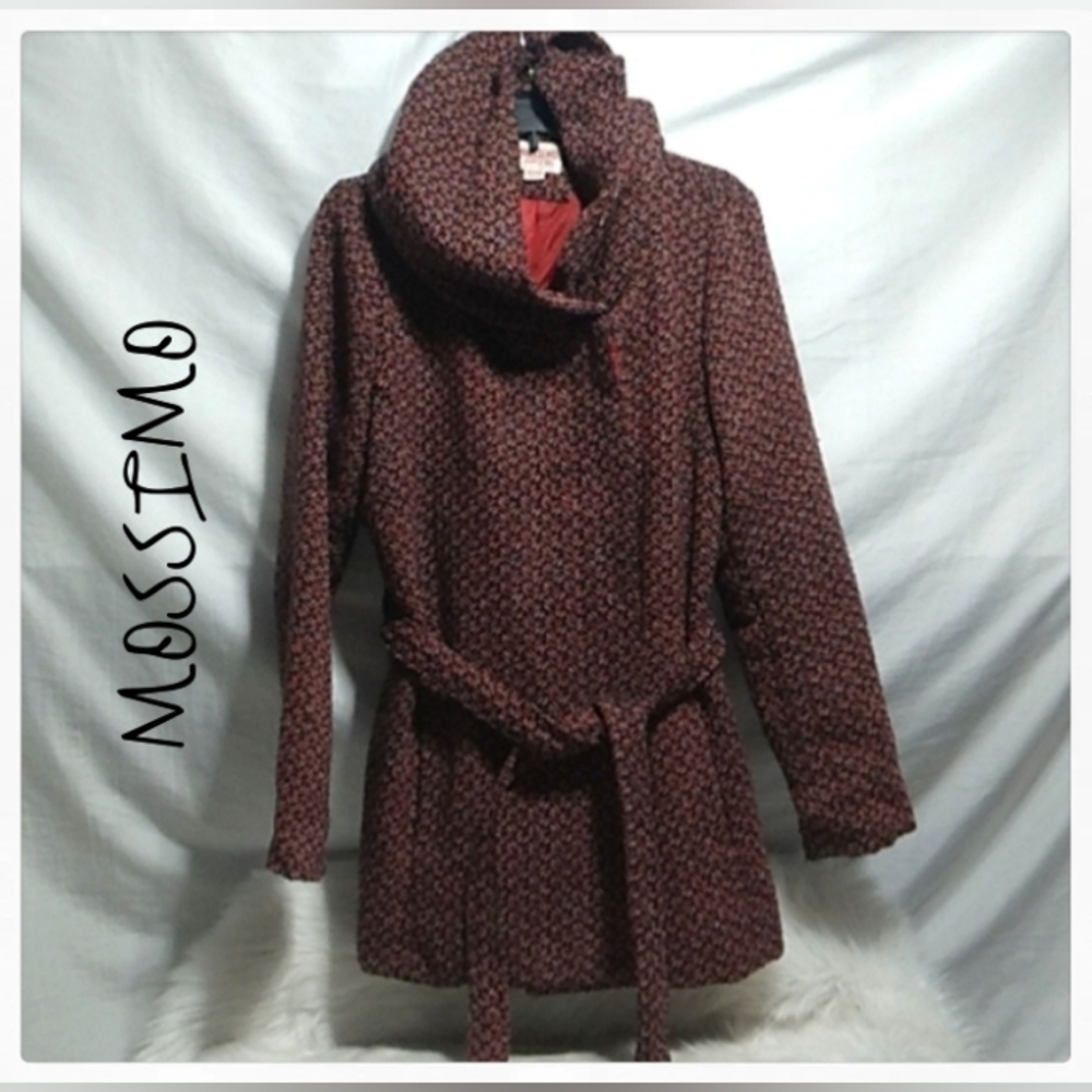 (BX31) SALE! Mossimo Supply Co Wool Blend Vtg Tweed Sweater W Hood & Belt Sz.XXL
